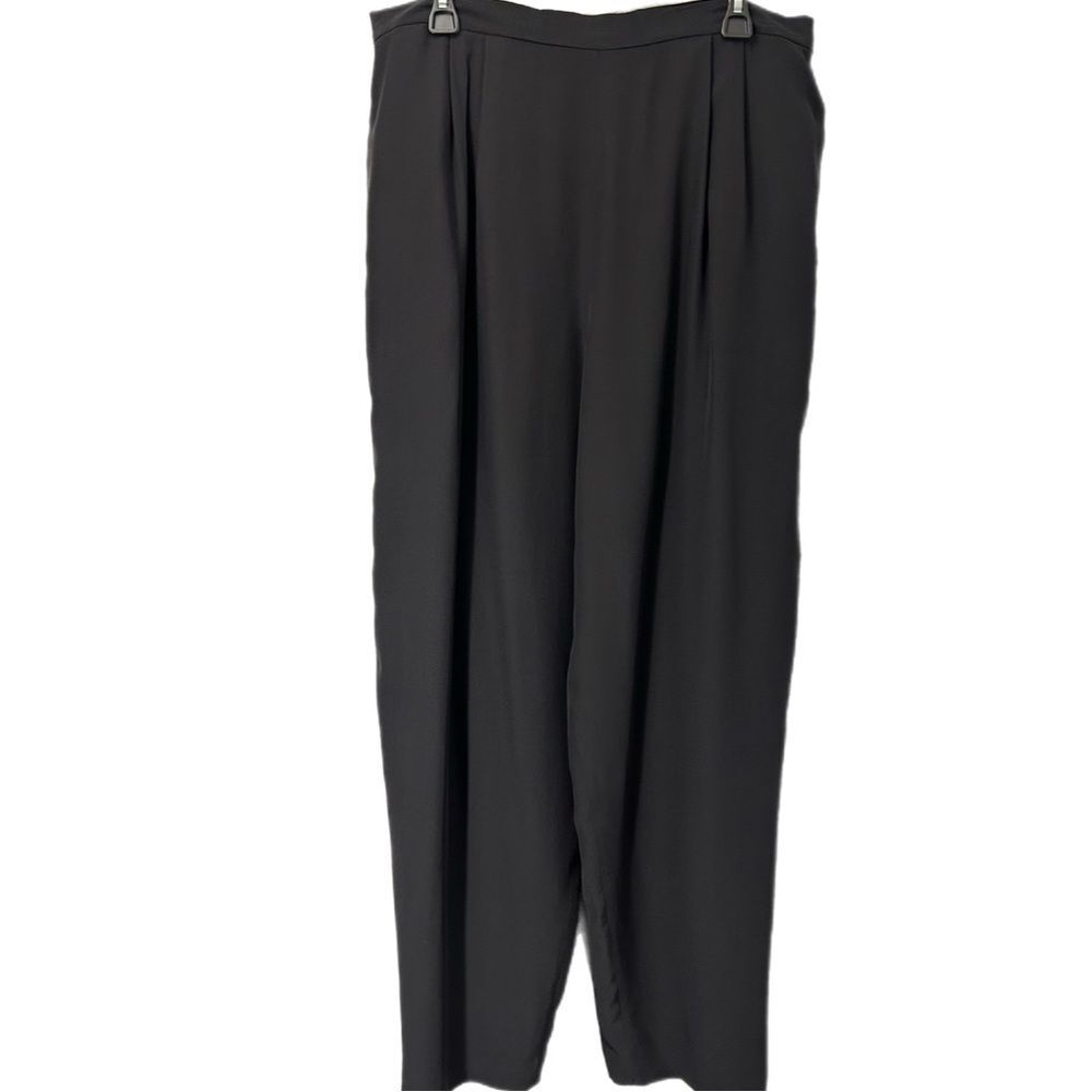 Vintage Talbots 100% Silk Pants Wide Leg Pleated 2 side Pockets Size 18